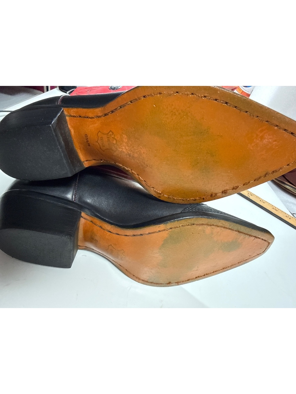 Nine West Black Leather Red Suede Western made in Brazil Cowboy Boots Size 6.5 - Picture 9 of 11